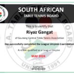 Riyaz Gangat - SATTB League Umpire Certificate